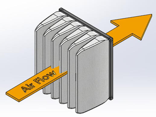 Schematic illustration showing air flow through EMW® reverse flow filter.